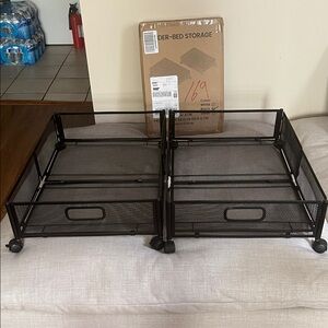 Black Mesh Under-Bed Storage Drawers